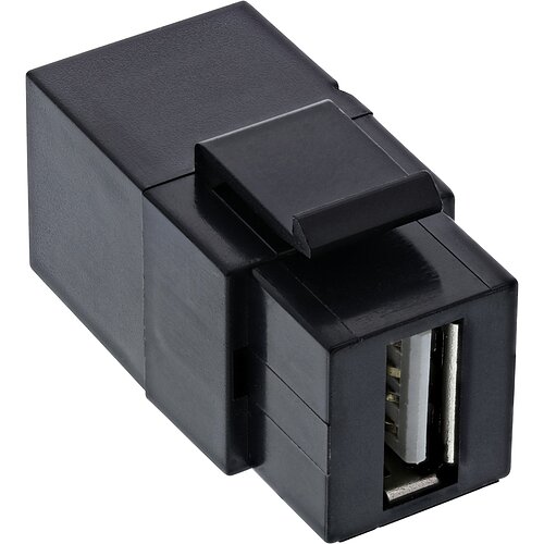 Inline® USB 2.0 Keystone Snap-In Einsatz, USB-A BU/BU, gewinkelt, schwarz