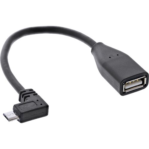 Inline® Micro-USB OTG Adapterkabel, Micro-B ST gewinkelt an USB A BU, 0,1m