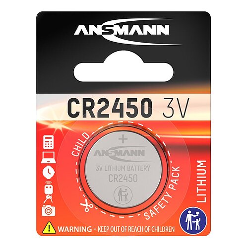 Ansmann CR2450 Lithium Knopfzelle 3V Batterie - 1er Verpackung