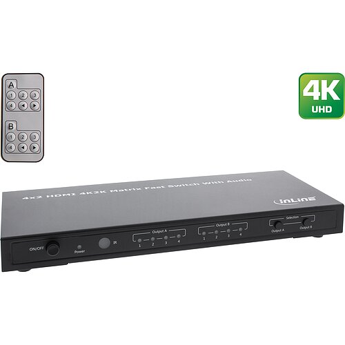Inline® HDMI Matrix Switch / Umschalter, 4K2K, 4 Eingänge auf 2 Ausgänge Inline® HDMI Matrix Switch / Umschalter, 4K2K, 4 Eingänge auf 2 Ausgänge