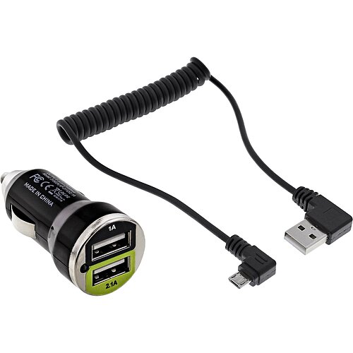 Inline® USB DUAL+ KFZ-Ladeset, Stromadapter 1m Kabel, 12/24VDC zu 5V DC/2.1A Inline® USB DUAL+ KFZ-Ladeset, Stromadapter 1m Kabel, 12/24VDC zu 5V DC/2.1A