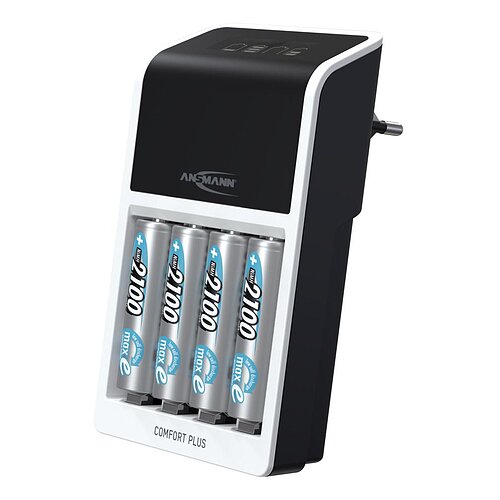 ANSMANN 1001-0094-01 Comfort Plus Schnell-Ladegerät für NiMH Akkus, AA oder AAA