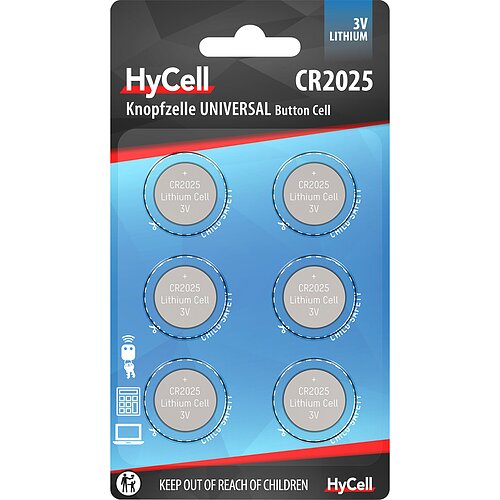 Hycell CR2025 Lithium Knopfzelle 3V Batterie - 6er Verpackung Hycell CR2025 Lithium Knopfzelle 3V Batterie - 6er Verpackung