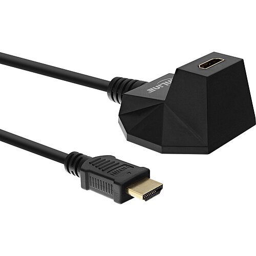 Inline® HDMI-HS Verl. m. Standfuß, m. Eth., 4K2K, ST / BU, schwarz / gold, 3m Inline® HDMI-HS Verl. m. Standfuß, m. Eth., 4K2K, ST / BU, schwarz / gold, 3m