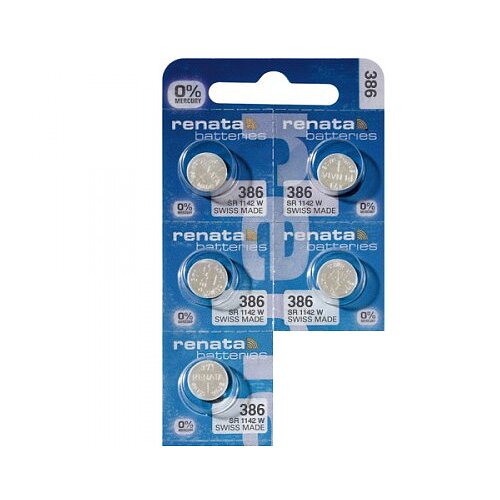 Renata 386 SR43W 386 Silberoxid Batterie Renata 1,55 V - 5er Verpackung Renata 386 SR43W 386 Silberoxid Batterie Renata 1,55 V - 5er Verpackung