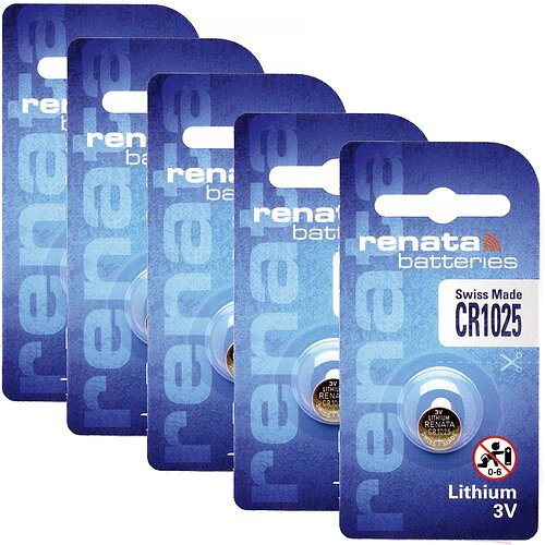 Renata CR1025 3V Lithium Knopfzelle Batterie - 5er Verpackung