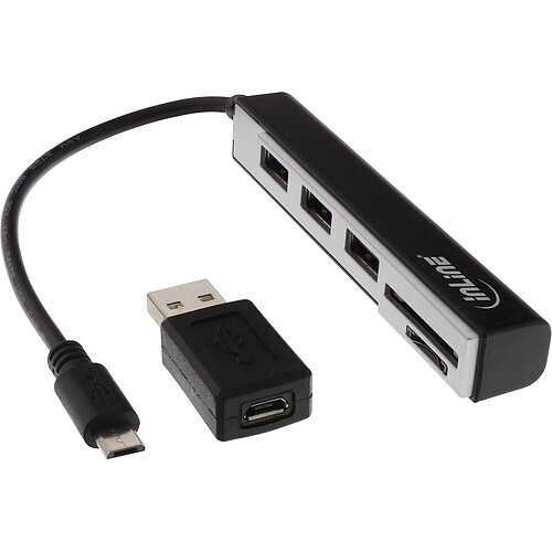 Inline® USB OTG Cardreader & 3-fach USB 2.0 Hub, für SDXC/microSD, mit Adapter Inline® USB OTG Cardreader & 3-fach USB 2.0 Hub, für SDXC/microSD, mit Adapter