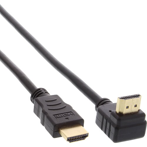 Inline® HDMI HS Kabel, gewinkelt, mit Eth., ST / ST, verg. Kont., schwarz, 1,5m