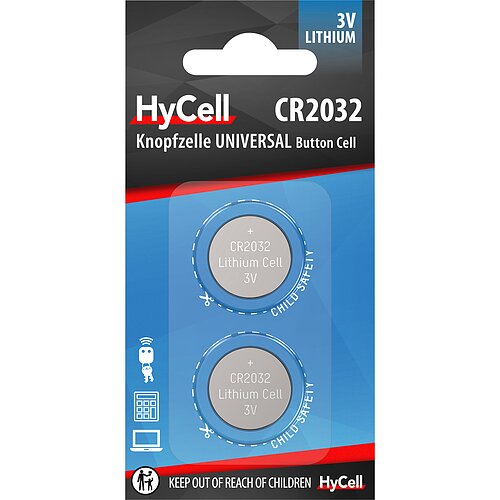 Hycell CR2032 Lithium Knopfzelle 3V Batterie - 2er Verpackung Hycell CR2032 Lithium Knopfzelle 3V Batterie - 2er Verpackung