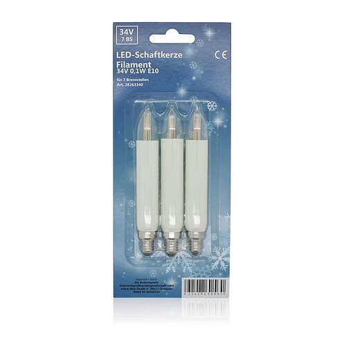 BP Filament LED Schaftkerze 34V 0,1W 3er-Blister BP Filament LED Schaftkerze 34V 0,1W 3er-Blister
