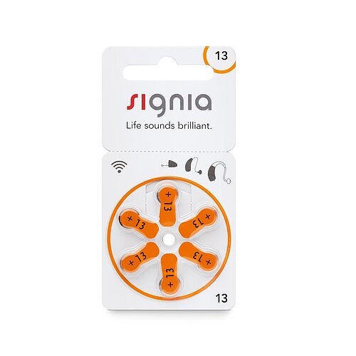 Typ 13 PR48 Signia Hörgerätebatterien 1,45 V - Orange - 60 Stück 10 x 6er Verpackung