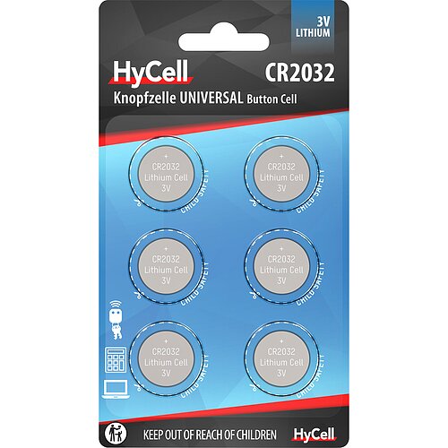 Hycell CR2032 Lithium Knopfzelle 3V Batterie - 6er Verpackung Hycell CR2032 Lithium Knopfzelle 3V Batterie - 6er Verpackung