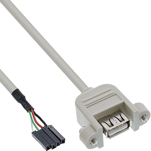 Inline® USB 2.0 Anschlusskabel, Einbaubuchse A auf Pfostenanschluss, 0,60m