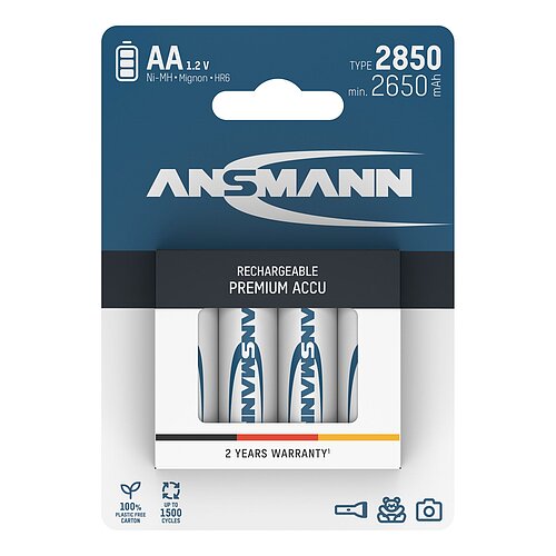 Ansmann NiMH AA Mignon 2850mAh HR6 Akku - 4er Verpackung