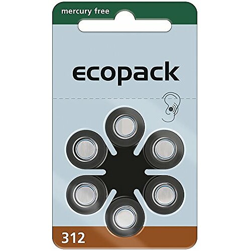 Typ 312 PR41 Ecopack Hörgerätebatterien 1,45 V - Braun - 120 Stück 20 x 6er Verpackung