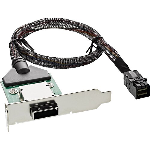 Inline® SAS HD LP PCI Slotblech m. Kabel, ext. SFF-8088 auf int. SFF-8643, 0,75m Inline® SAS HD LP PCI Slotblech m. Kabel, ext. SFF-8088 auf int. SFF-8643, 0,75m