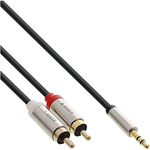 Inline® Basic Slim Audio Kabel Klinke 3,5mm ST an 2x Cinch ST, 1m