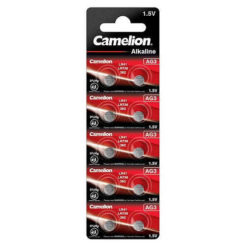 5 x Camelion AG3 LR41 LR736 392 1.5V Alkaline Knopfzelle - 10er Verpackung