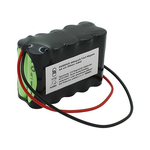 Akkupack NiMH 12V 1600mAh F2x5 Mignon AA mit 200mm Kabel