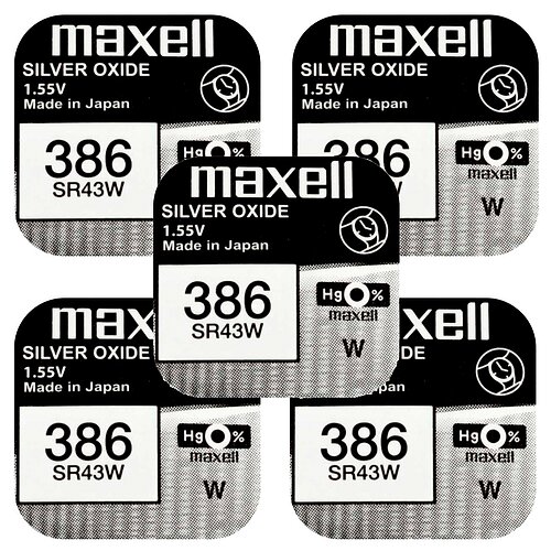 Maxell 386 SR43W 386 Silberoxid Batterie Maxell 1,55 V - 5er Verpackung Maxell 386 SR43W 386 Silberoxid Batterie Maxell 1,55 V - 5er Verpackung