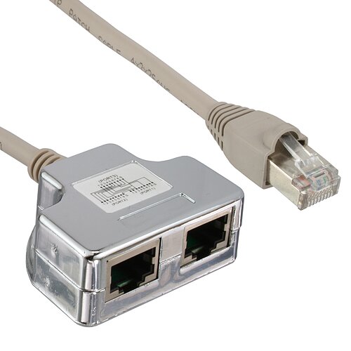 Inline® Cat.5e T-Adapter (Port-Doppler), RJ45 Stecker an 2x RJ45 Buchse 0,15m