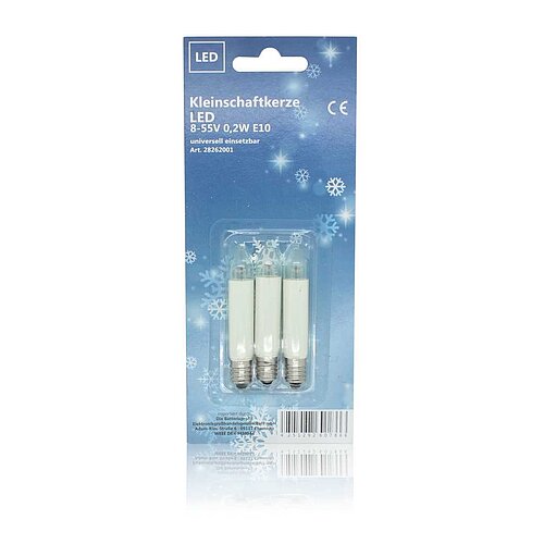 BP Kleinschaftkerze LED 8-55V 0,2W E10 3er-Blister BP Kleinschaftkerze LED 8-55V 0,2W E10 3er-Blister