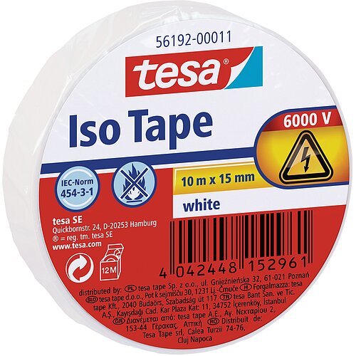 tesa Isolierklebeband, 10m x 15mm, weiß