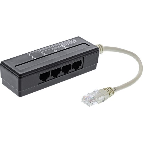 Inline® 4-fach Telefon Port Splitter, RJ45 Stecker an 4x RJ45 Buchse, 0,15m