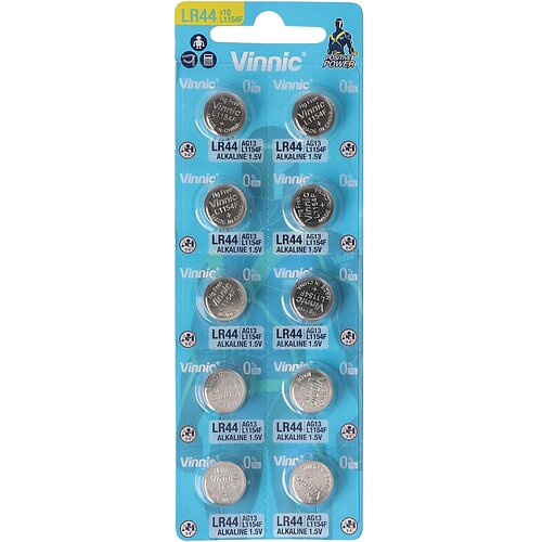 Vinnic AG13 LR44 LR1154 357 1.5V Alkaline Knopfzelle - 10er Verpackung Vinnic AG13 LR44 LR1154 357 1.5V Alkaline Knopfzelle - 10er Verpackung