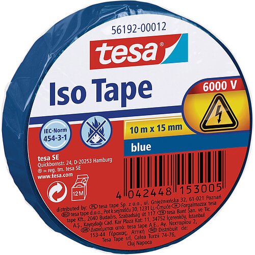 tesa Isolierklebeband, 10m x 15mm, blau tesa Isolierklebeband, 10m x 15mm, blau