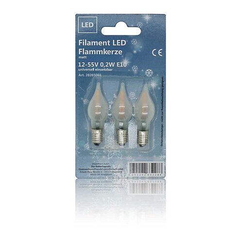 BP Filament LED Flammkerze 12-55V 0,1-0,2W matt 3er-Blister