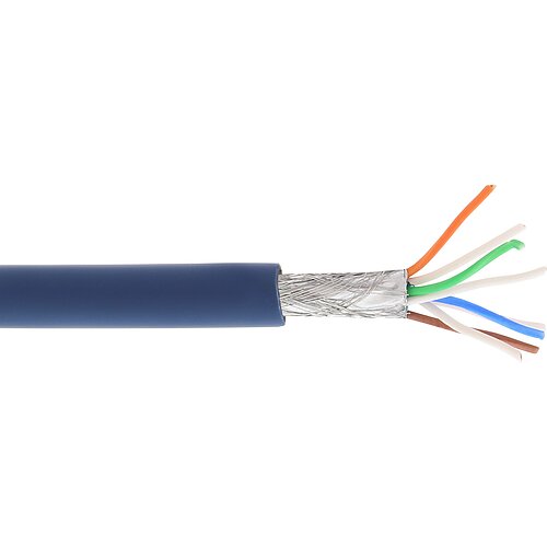 Inline® Patchkab., S/FTP (PiMf), Cat.6A, 500MHz, halogenfrei, Kupfer, blau, 100m