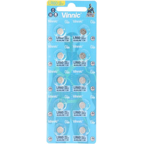Vinnic AG1 LR60 LR621 364 1.5V Alkaline Knopfzelle - 10er Verpackung