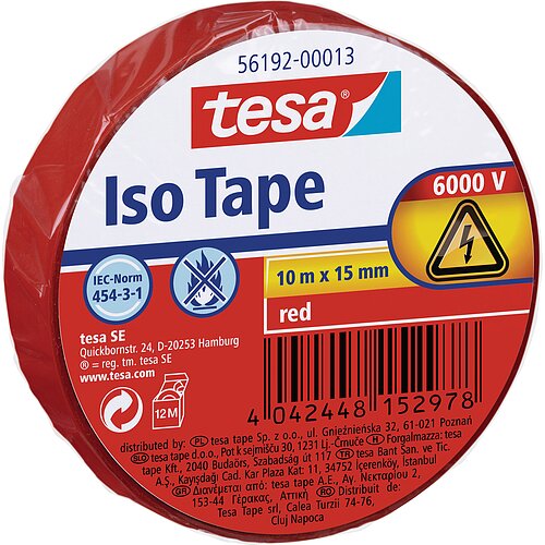 tesa Isolierklebeband, 10m x 15mm, rot tesa Isolierklebeband, 10m x 15mm, rot