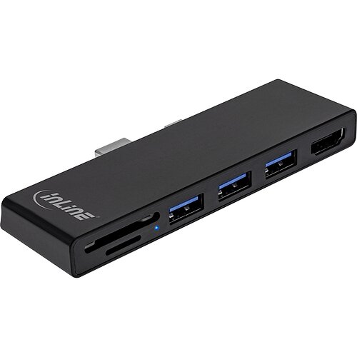 Inline® MultiHub, Surface Pro 4/5/6, 3x USB-A 3.2 Buchse, HDMI 4K, Cardreader
