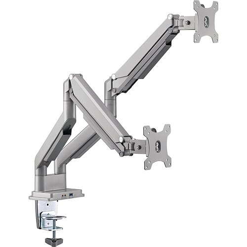 Inline® Tischhalterung mit Lifter & USB/Audio, 2 Monitore bis 81cm (32"),silber