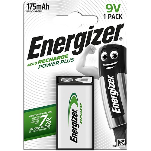 Energizer NiMH 9V Block 175mAh HR6F22 Power Plus Akku - 1er Verpackung
