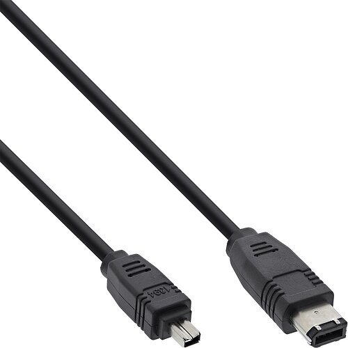 Inline® FireWire Kabel, IEEE1394 4pol Stecker zu 6pol Stecker, schwarz, 1,8m