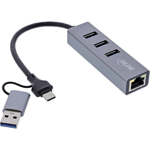 InLine® 4in1 Gigabit Hub, USB-C & USB-A, 1x RJ45, 3x USB 3.2 Gen.1 InLine® 4in1 Gigabit Hub, USB-C & USB-A, 1x RJ45, 3x USB 3.2 Gen.1