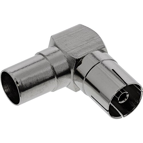 Inline® Antenne Koaxial Verbinder Stecker / Buchse, 90° gewinkelt, Metall