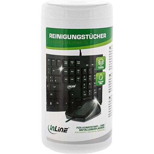 Inline® Reinigungstücher, feuchte ComputerReinigungstücher, 100 Stück Inline® Reinigungstücher, feuchte ComputerReinigungstücher, 100 Stück