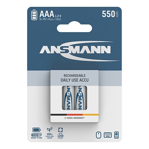 Ansmann NiMH AAA Micro 550mAh HR03 Akku - 4er Verpackung