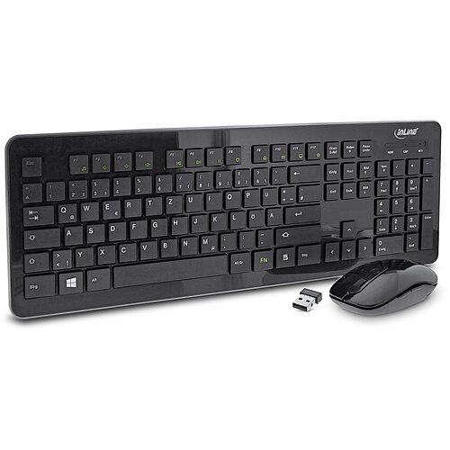 Inline® Design Desktop, Tast.-Maus Set, USB 2,4GHz, max. 1600dpi, schwarz