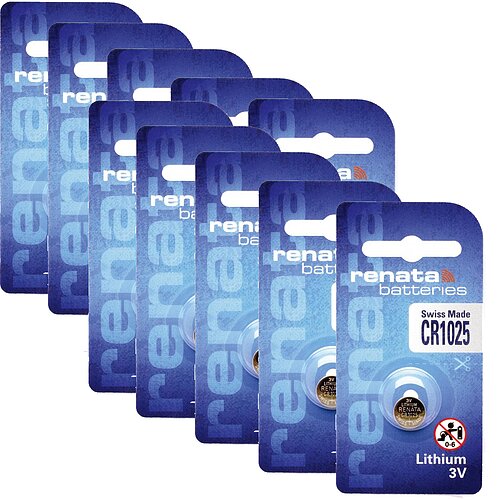 Renata CR1025 3V Lithium Knopfzelle Batterie - 10er Verpackung Renata CR1025 3V Lithium Knopfzelle Batterie - 10er Verpackung