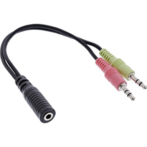 Inline® Audio Headset Adapterkabel, 2x 3,5mm Stecker an 3,5mm Buchse OMTP, 0,15m