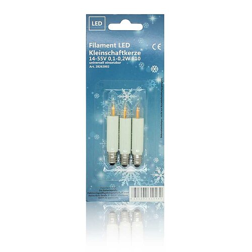 BP Filament LED Kleinschaftkerze 8-55V 0,1-0,3W 3er-Blister BP Filament LED Kleinschaftkerze 8-55V 0,1-0,3W 3er-Blister