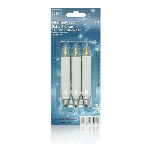 BP Filament LED Schaftkerze 12-55V 0,1-0,3W E10 3er-Blister BP Filament LED Schaftkerze 12-55V 0,1-0,3W E10 3er-Blister