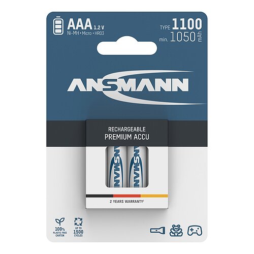 Ansmann NiMH AAA Micro 1100mAh HR03 Akku - 4er Verpackung Ansmann NiMH AAA Micro 1100mAh HR03 Akku - 4er Verpackung