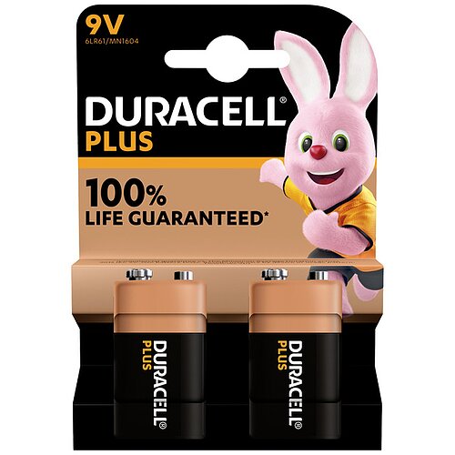 Duracell Plus 9V Block 6LR61 Alkaline Batterie - 2er Verpackung Duracell Plus 9V Block 6LR61 Alkaline Batterie - 2er Verpackung