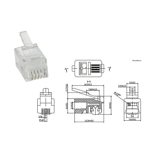 Inline® Modularstecker, 4P4C RJ10 zum Crimpen auf Flachkabel, 10er Pack Inline® Modularstecker, 4P4C RJ10 zum Crimpen auf Flachkabel, 10er Pack